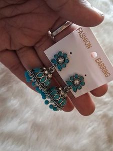 Turquoise Jhumka Earrings