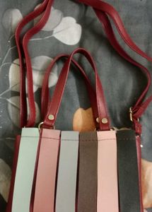 Multi-color Striped Handbag with Detachable Strap