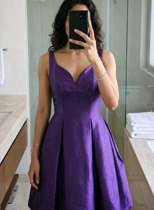 Elegant Purple A-line V-Neck Dress