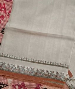 Elegant Grey Saree with Floral Border