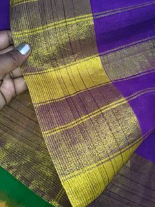 Striking Purple Striped Saree