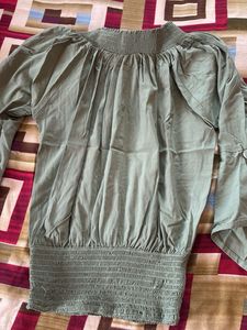 olive green off shoulder top