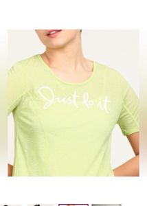 Nike Women Printed Round Neck Light Green T Shirt