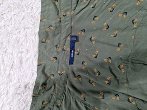 Green Printed Button-Up Shirt
