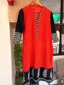 Vibrant Red &amp; Black Ethnic Kurta