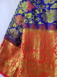 Blue Pattu Saree With Red Border