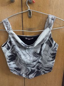 Stylish Marble Print Crop Top