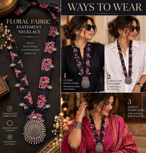 Floral Fabric Statement Necklace