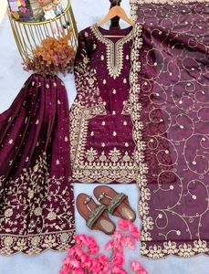 Elegant Teal Embroidered Suit Set