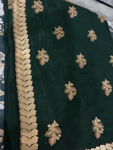 Elegant Emerald Green Embroidered Saree