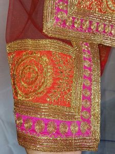 Red Dupatta with Golden Border