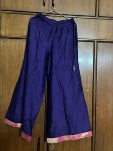 Vibrant Purple Palazzos with Pink Border