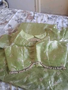 Pure Tissue pista Choli with stylish blouse