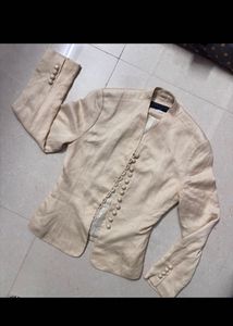 Elegant Cream Linen Blend Blazer