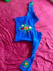 Royal Blue handmade work Blouse