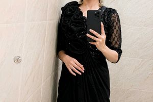 Ready to wear saree with black Sequin Blouse