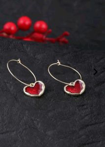 Chic Red Heart Hoop Earrings