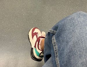 Chunky Maroon &amp; White Casual Sneakers