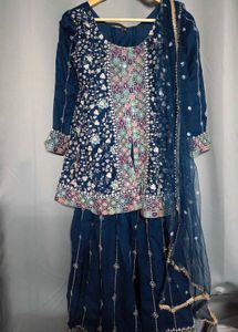 Exquisite Navy Blue Embroidered Lehenga Choli