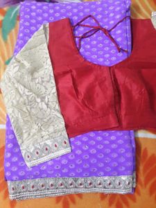 Elegant Purple Saree with Border