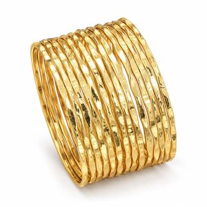 Stacked Hammered Bangles Cuff Anti-tarnish