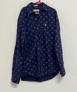 Men's Blue Printed Full Sleeve Shirt