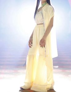 Elegant Yellow Ethnic Gown with cape and padded