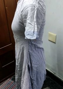 Striped A-line Kurta with Front Slit