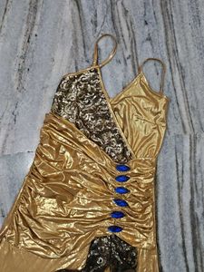 Gold &amp; Black Embellished Gown