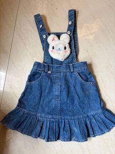 Cute Denim Bunny Overalls Dress