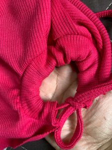 Hot Pink Drawstring Crop Top