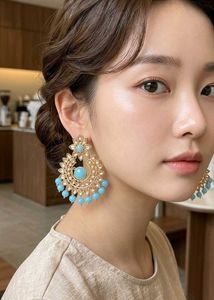 Stunning Gold & Blue Dangle Earrings