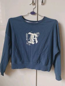 Blue Graphic Print Sweatshirt