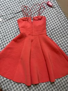 Coral Strappy Fit &amp; Flare Dress