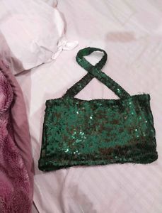 Sparkly Green Sequin Crop Top ( size xs)