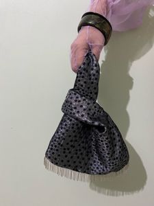 Black &amp; Silver Polka Putli Bag