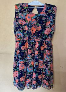 Navy Floral Print Dress