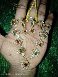 Exquisite Gold Plated Diamond stone Necklace Set