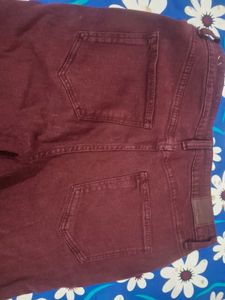 Maroon Flared Jeans