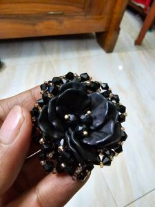 Black Floral Beaded Earrings