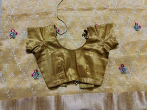 Elegant Yellow Silk Saree with princess cut blouse