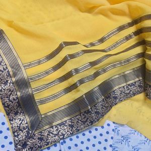 Beautiful Blue and Yellow Saree