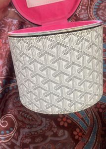 Pink Lined Cosmetic Bag