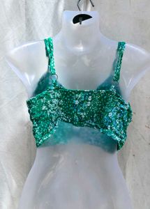 Green Floral Crop Top