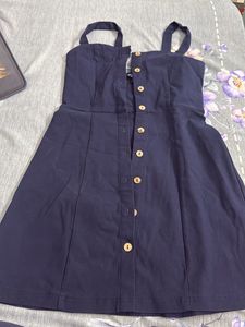 Navy Blue Button-Up Mini Dress