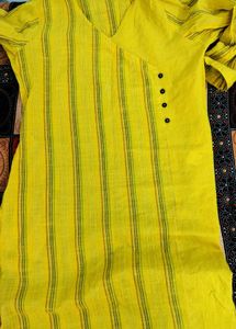 Vibrant Yellow Striped Kurta