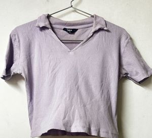 max Ribbed  V-Neck Top