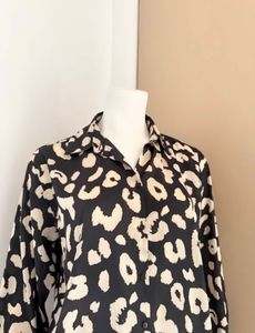 Zara Leopard Print Button-Up Shirt