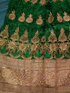 Elegant Green &amp; Gold Lehenga Skirt