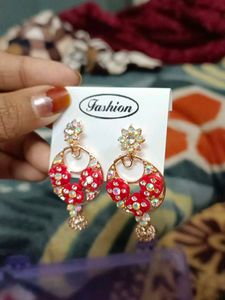 Red Floral Earrings